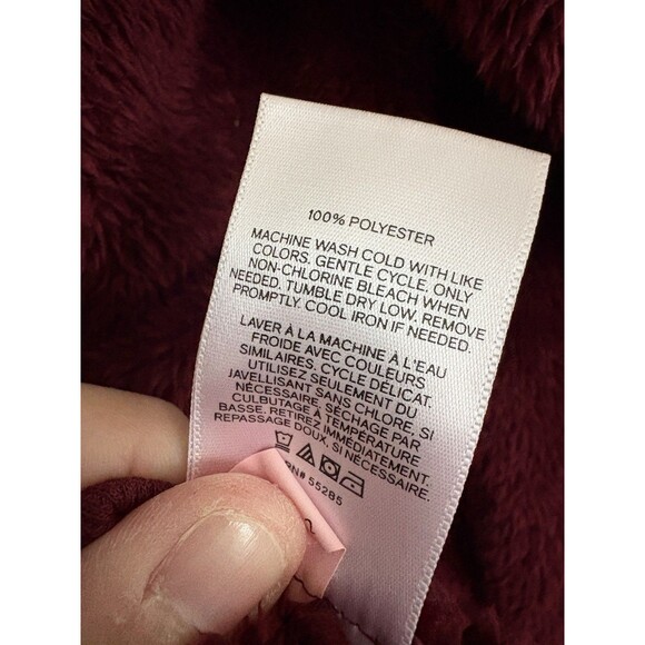 Express Quarter Zip Pullover Sweater Womens Medium Sherpa Fleece Maroon Fluffy - Picture 5 of 6